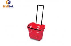 China Aluminum Telescopic Handle Plastic Grocery Hand Basket With 2 Wheels supplier