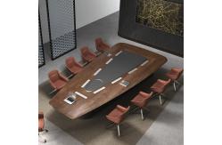 China 2.4M Wood Meeting Room table Rounded Triangle Boardroom Long Conference Tables supplier