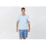 Super Soft Mens Luxury Sleepwear V Neck Short Sleeve Tee And Short Pants for sale