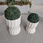Round Fiber Clay Planter In Modern Style With Textured Surface And Weather-Resistant Material for sale