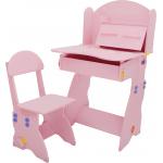 18.3KG Pink Solid Wooden Children'S Desk And Chair Set With Hidden Drawer for sale