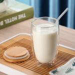 250ml 350ml 450ml Double Wall Glass Coffee Mugs With Bamboo Lid