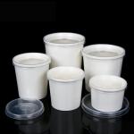 Disposable White Paper Soup Containers Single Wall 300g Kraft Soup Containers With PP Lid for sale