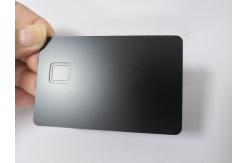 China Custom 0.8mm Plain Matte Black Metal Bank Card With Contact Chip Hole supplier