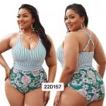 Bikini Large Size Ladies Swimwear Color Matching Conjoined Plus Size Swim Wear UPF 50+ for sale
