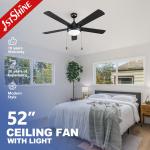 110V/120V 1stshine 5 Blade 52 Ceiling Fan with Wall Control and Decorative Light for sale