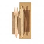 190Mm Disposable Biodegradable Wooden Knife Fork Napkin Cutlery Set Kraft Paper Wrapped For Hotel for sale