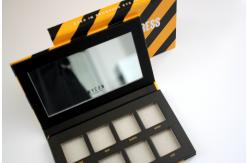 China Yellow Stripe 8 Pan Empty Eyeshadow Palette Embossed With Shiny UV supplier
