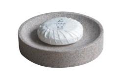 China Resin Sandstone Soap Dish Round Shape For Luxury Bathrooms supplier
