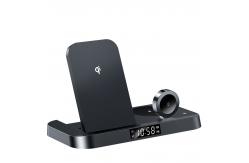 China OEM 15W QI Wireless Charger Alarm Clock 1.5A Foldable Wireless Charging Station supplier
