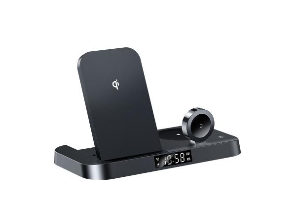 OEM 15W QI Wireless Charger Alarm Clock 1.5A Foldable Wireless Charging Station