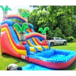 ODM Palm Tree Bounce House With Slide Digital Printing Logo for sale