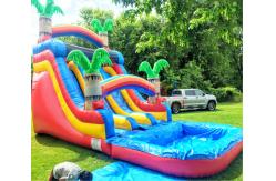 China ODM Palm Tree Bounce House With Slide Digital Printing Logo supplier
