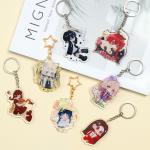Transparent Acrylic Keychain With Metal Ring Durable Animation Cartoon Character Printed Ideal Gift Acrylic Keychain for sale
