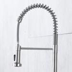 Single Lever Coil Spring High Arc Kitchen Faucet With Sprayer Brushed Nickel for sale