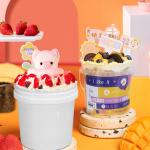1L Plastic Cream Bucket with Semi-circular Transparent Lid and Customized Logo Print for sale