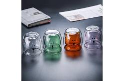 China Heat Resistant Bear Handmade 250ml Double Wall Glass Mug supplier