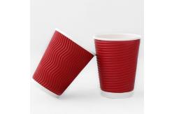 China Red 540ml Ripple Wall Paper Cup 16oz Corrugated Paper Cups supplier