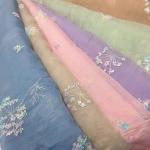 OEM 130cm Garment Embroidered Sequin Lace Fabric Polyester Chiffon Material for sale