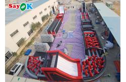 China 150x3.8m  Tarpaulin Inflatable Obstacle Course Racing Game For Events supplier