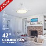 1stshine LED Ceiling Fan with Retractable Blades and Remote Control 3 Color LED Light for sale