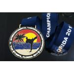 Taekwondo Round Custom Race Medals Sandblast Effect With Gold Plating