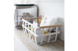 China Beech Iron Wire Baskets With Wooden Handles Metal Decorative Basket supplier