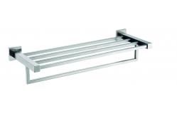 China anti rust Bathroom Hardware Sets , Brushed Nickel Towel Hook Rack 24x13x62cm supplier