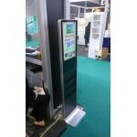 Black 21.5 Inch Floor Standing Digital Signage With Magazine Newspaper Shelf