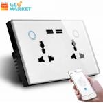 Tuya Smart Home WiFi Switch Wall Double Socket Current Monitoring USB Charger Socket for sale