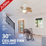 Decorative Small LED Ceiling Fan Modern 6 Wood Blade Smart Remote Control for sale