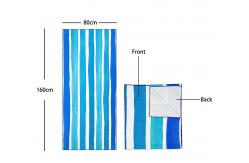 China Summer Quick Dry Anti Sand Microfiber Striped Beach Towel With Bag supplier