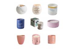 China Custom Modern Ceramic Candle Jar Letterpress Printing With Lid supplier