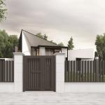 Grey Coated Metal Frame Aluminium Slide Gate Retractable Swing Folding Entrance Door