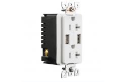China PC ABS Material Dual USB Socket Wall Outlet 20A 125V AC Tamper Resistant supplier