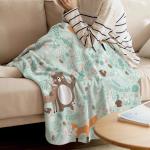 100*150cm Printed Flannel Blanket , Polyester Couch Throw Blankets for sale