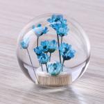 Custom design logo car gear shift knobs crystal gear shift knob with dry flower inside resin shift gear knob ball for sale