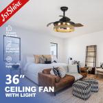 Rope Cage Hidden Blade Ceiling Fan Light With Remote Control Dc Motor for sale