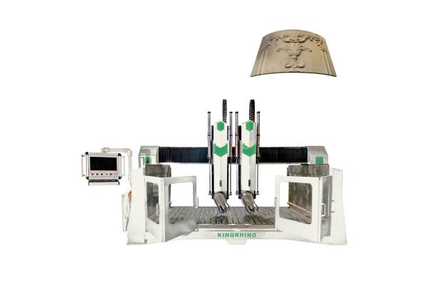 15kw 1500x3000mm Table CNC Stone Carving Machine Double Heads Arc Slab