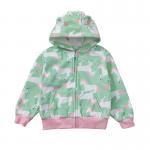 Winter Children'S Clothing Infant Hooded Cartoon Print Zip Kids Jacket for sale