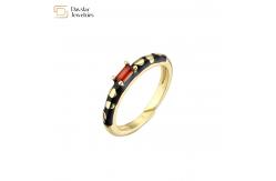 China Adjustable Open Black Enamel Rings , Gold Plated Baguette Diamond Rings supplier