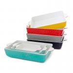 Rectangular Kitchen Ceramic Bakeware Sets Tray With Binaural Multifunctional for sale