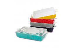 China Rectangular Kitchen Ceramic Bakeware Sets Tray With Binaural Multifunctional supplier