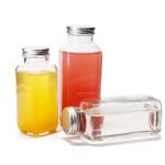 French Square Airtight Juice Bottles Glass Bottles For Juice Packaging 8oz 2oz 16oz for sale