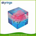 Personalized Transparent Square Paper Weight , Liquid Filled Paperweight