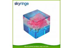 China Personalized Transparent Square Paper Weight , Liquid Filled Paperweight supplier