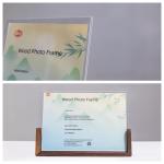 Exquisite U Shaped Acrylic Photo Frame With Wood Base for Desktop Decoration for sale