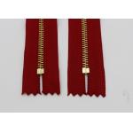 Red Tape Pants Leather Jacket Gold Zipper , Polyester Tape Two Way Separating Zipper