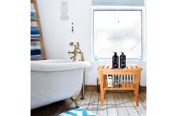China Indoor Bamboo Shower Benches Seat And Stools With Storage Shelf Unbreakable supplier