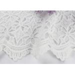 Dubai White Bridal Embroidered Mesh Fabric By The Yard Water Soluble With Scalloped Edge for sale